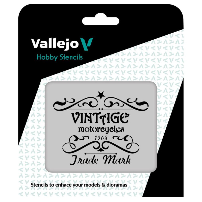 Pochoirs Vallejo : Panneau Moto Vintage 125 X 125 Mm - VALLEJO ST-LET005