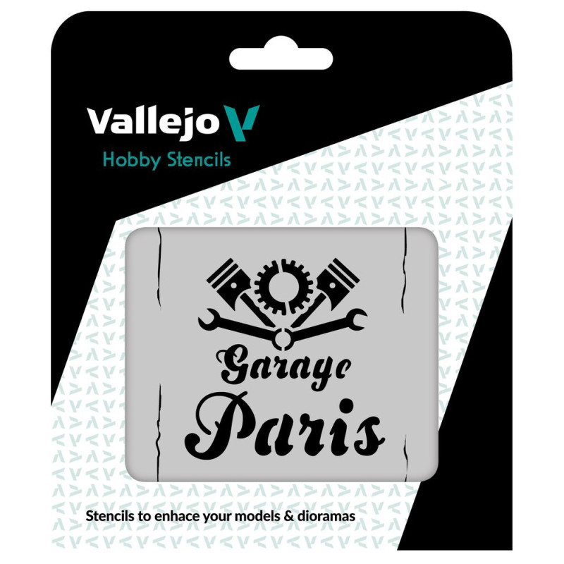 Pochoirs Vallejo : Panneau Garage Vintage 125 X 125 Mm - VALLEJO ST-LET001