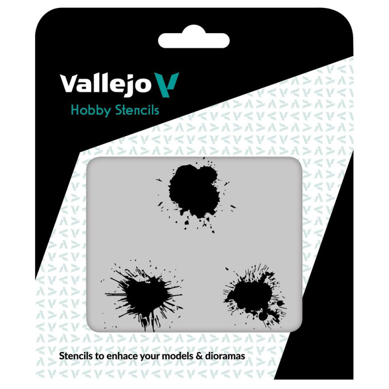 Pochoirs Vallejo : Taches De Peinture Ou De Sang 125 X 125 Mm - VALLEJO ST-TX005