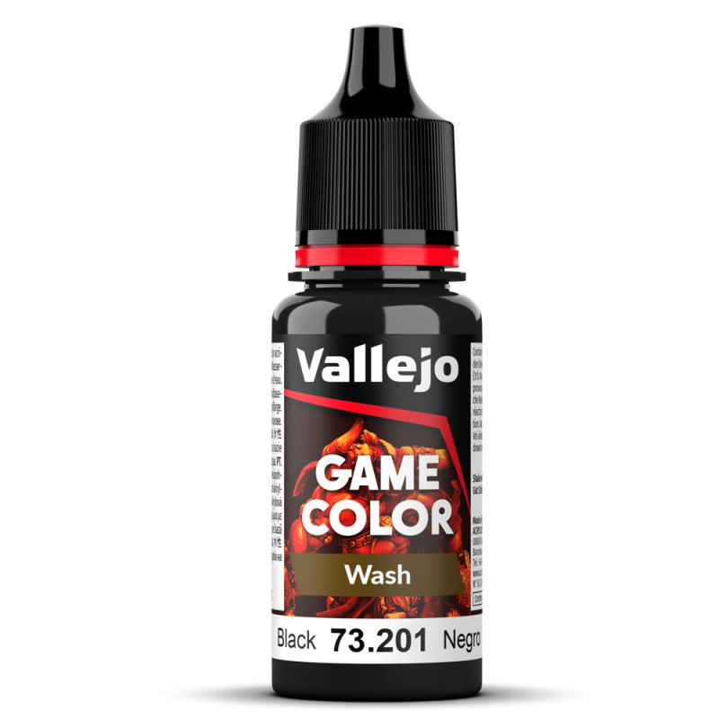 Game Color Wash Black 18ml - VALLEJO 73201
