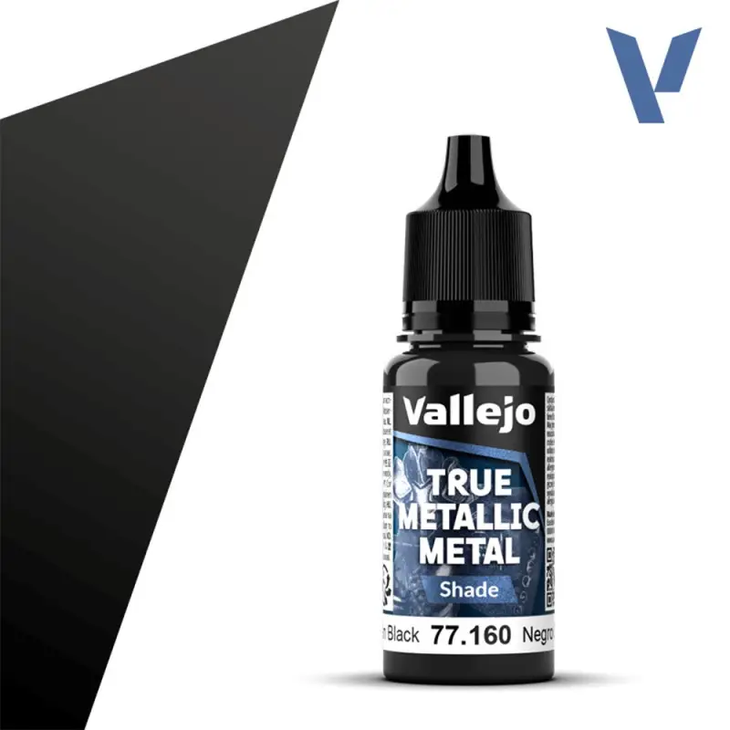 True Metallic Metal Shade Obsidian Black 18ml - VALLEJO 77160