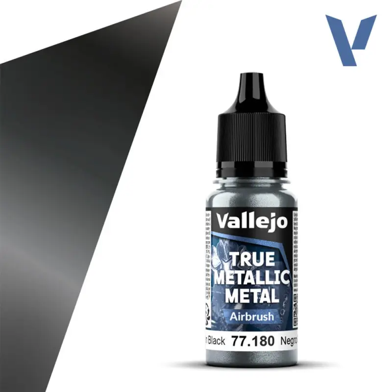 True Metallic Metal Obsidian Black Airbrush 18ml - VALLEJO 77180
