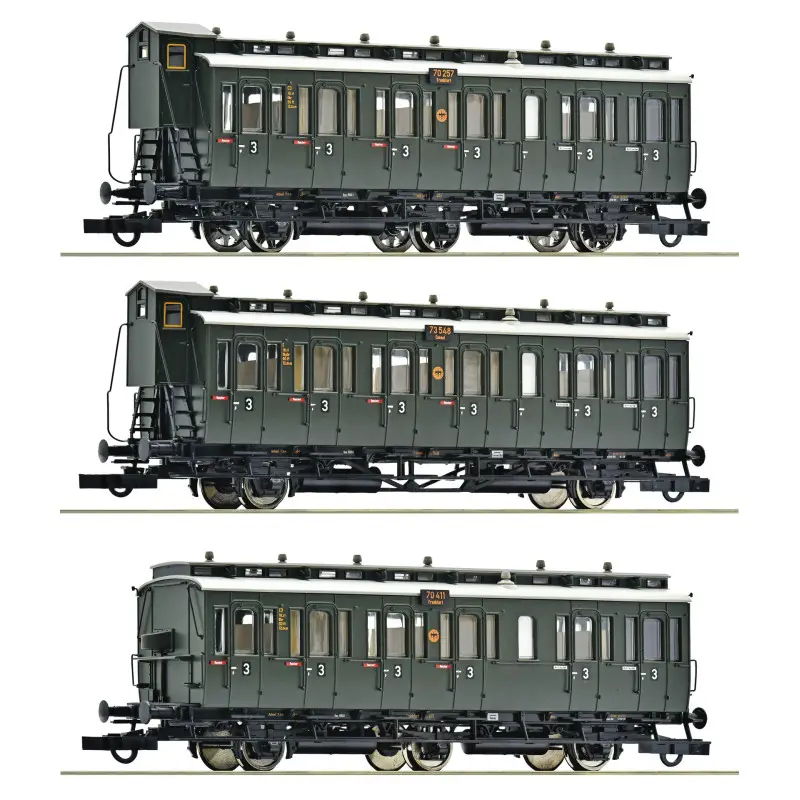 Set Voitures de voyageurs de 3ème classe, DRG ép. II - HO 1/87 - ROCO 6200254