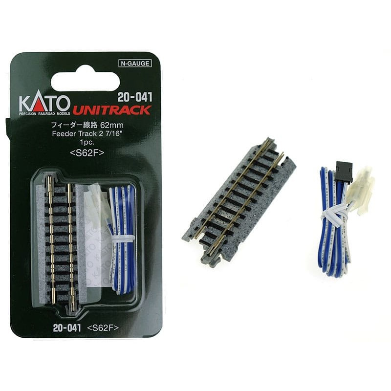 KATO Unitrack rail droit 62 mm + connecteur d'alimentation - KATO 20-041