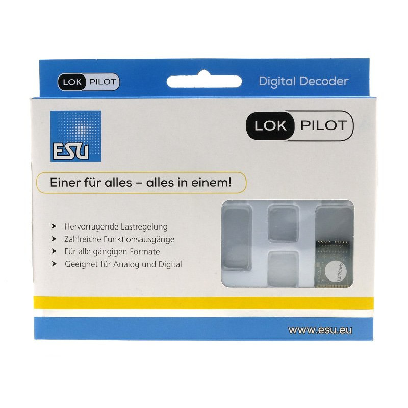 ESU LokPilot 5 DCC Décodeur PluX22 NEM658 – 59622, Pur DCC, 32 Fonctions, RailComPlus, Compatible 1/87