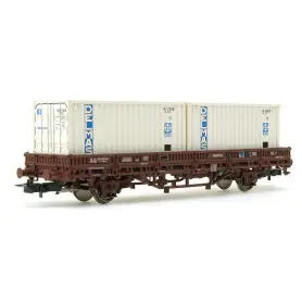 Wagon plat Lgs avec conteneurs DELMAS - SNCF ép IV-V - HO 1/87 - JOUEF HJ6175