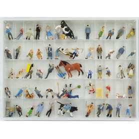 Coffret à la ferme 60 figurines et animaux - HO 1/87 - PREISER 13001