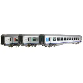 Set 3 voitures Corail Rhône-Alpes ép. V-VI - SNCF - HO 1/87 - LS Models 41206