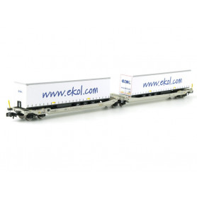 Porte remorques Twin-Car Sdggmrs AAE EKOL ép. V-VI - N 1/160 - REE NW-179