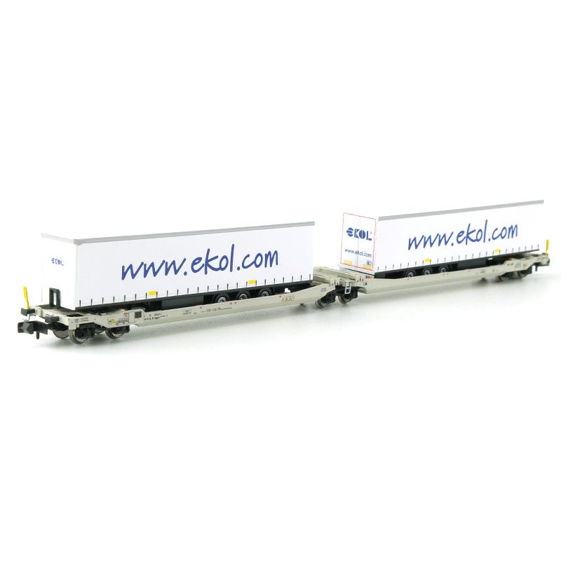 Porte remorques Twin-Car Sdggmrs AAE EKOL ép. V-VI - N 1/160 - REE NW-179