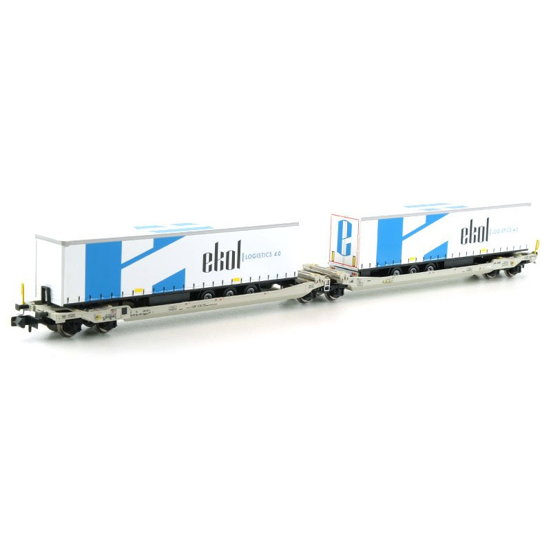 Porte remorques Twin-Car Sdggmrs AAE EKOL ép. V-VI - N 1/160 - REE NW-180