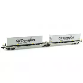 Porte remorques Twin-Car Sdggmrs AAE GN Transport ép. V-VI - N 1/160 - REE NW-184