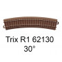 Rail courbe voie C rayon R1 30 degrés HO - Trix 62130