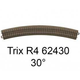 Rail courbe voie C rayon R4 30 degrés HO - Trix 62430