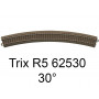 Rail courbe voie C rayon R5 30 degrés HO - Trix 62530