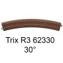 Rail courbe voie C rayon R3 30 degrés HO - Trix 62330