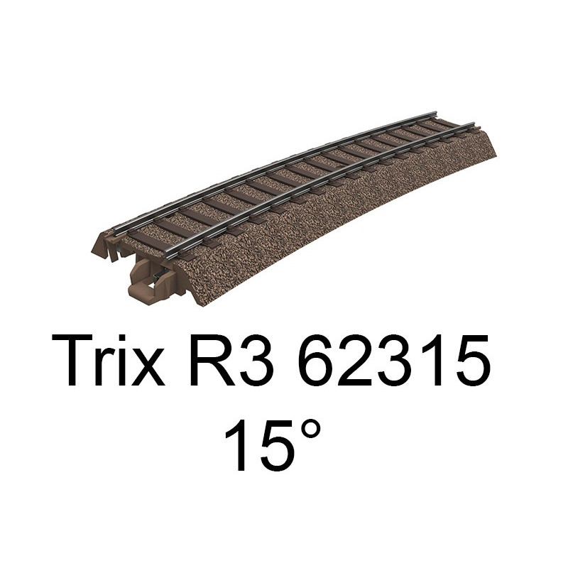 Rail courbe voie C rayon R3 15 degrés HO - Trix 62315