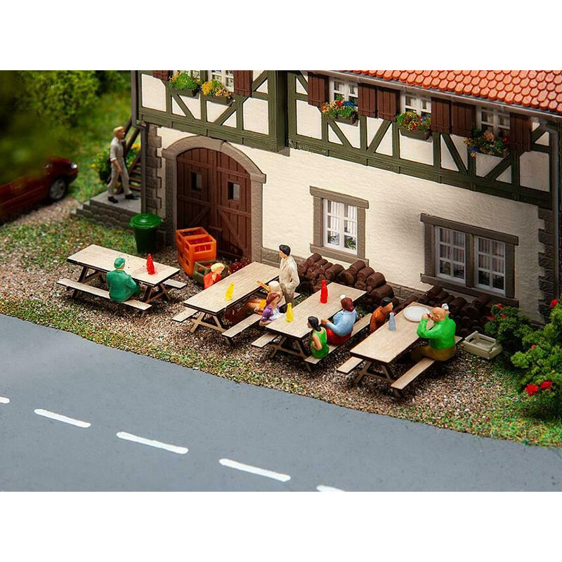 4x bancs à pique-nique LaserCut - HO 1/87 - FALLER 180304