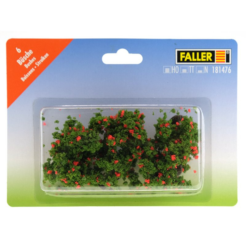 6 buissons à fleurs rouge - HO 1/87 - FALLER 181476