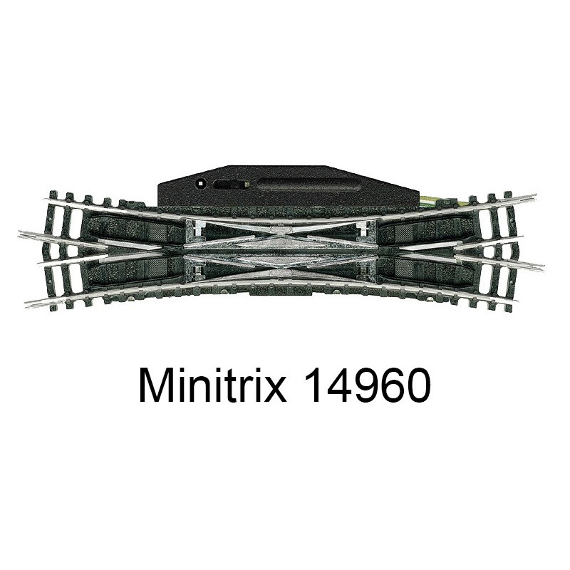 Traversée jonction double 129,8 mm avec moteur R4 15 degrés Minitrix - Trix 14960