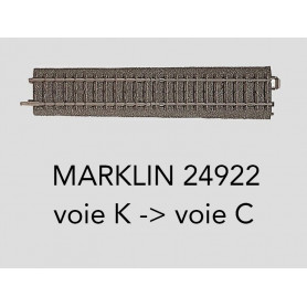 Rail de transition 180 mm voie K vers voie C Marklin 24922