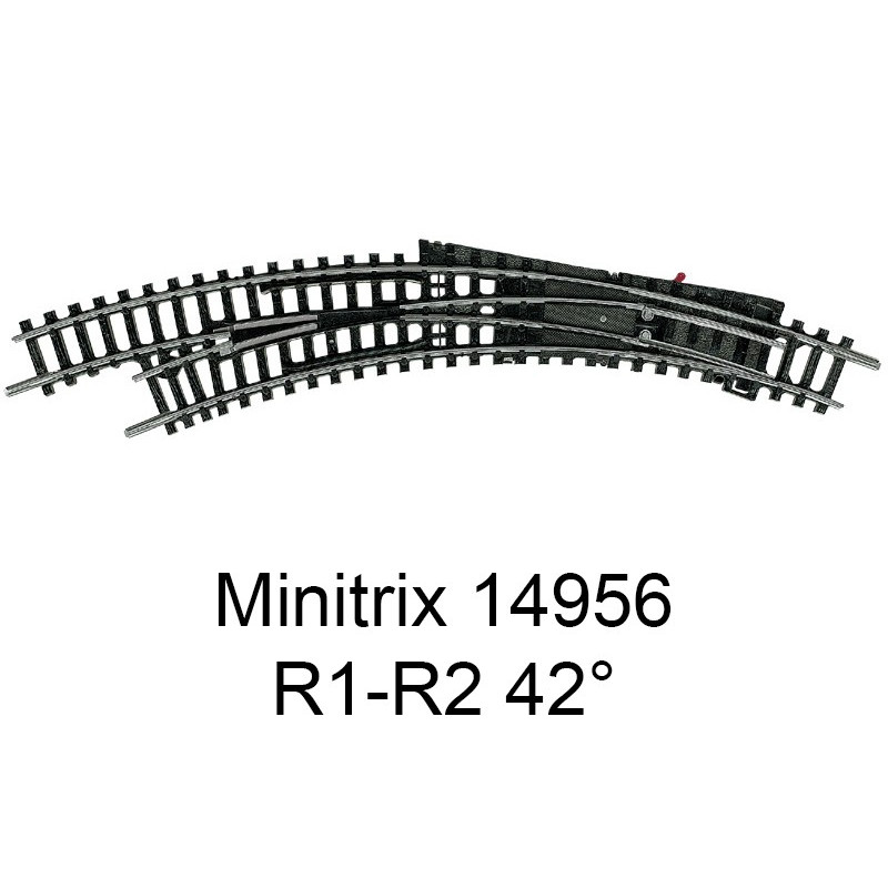 Aiguillage courbe à gauche R1-R2 42 degrés Minitrix - Trix 14956