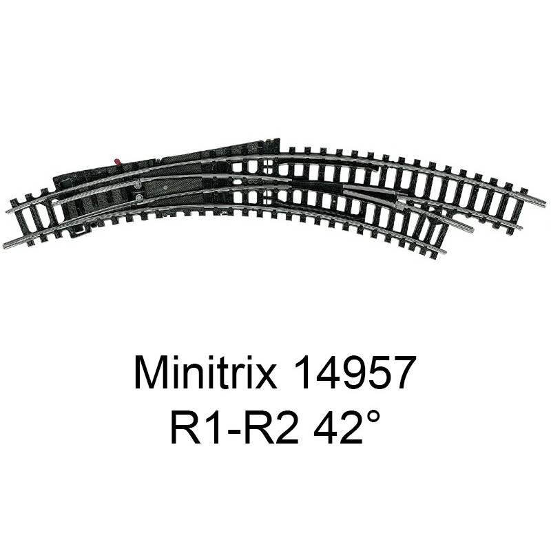 Aiguillage courbe à droite R1-R2 42 degrés Minitrix - Trix 14957