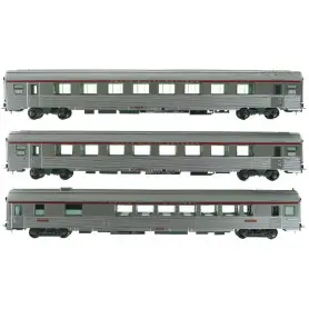 3 voitures TEE L'Arbalète Vru, A8u, A8tu ép. IV - SNCF - HO 1/87 - JOUEF HJ4143