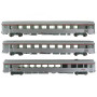3 voitures TEE L'Arbalète Vru, A8u, A8tu ép. IV - SNCF - HO 1/87 - JOUEF HJ4143
