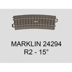Rail courbe de contact à distance R2 - 15 degrés voie C Marklin 24294