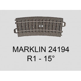 Rail courbe de contact à distance R1 - 15 degrés voie C Marklin 24194