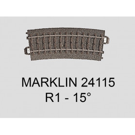Rail courbe R1 - 15 degrés voie C Marklin 24115
