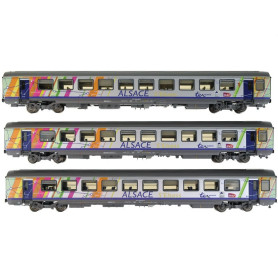 Set 3 voitures Corail Alsace ép. VI - SNCF - HO 1/87 - LS Models 40282