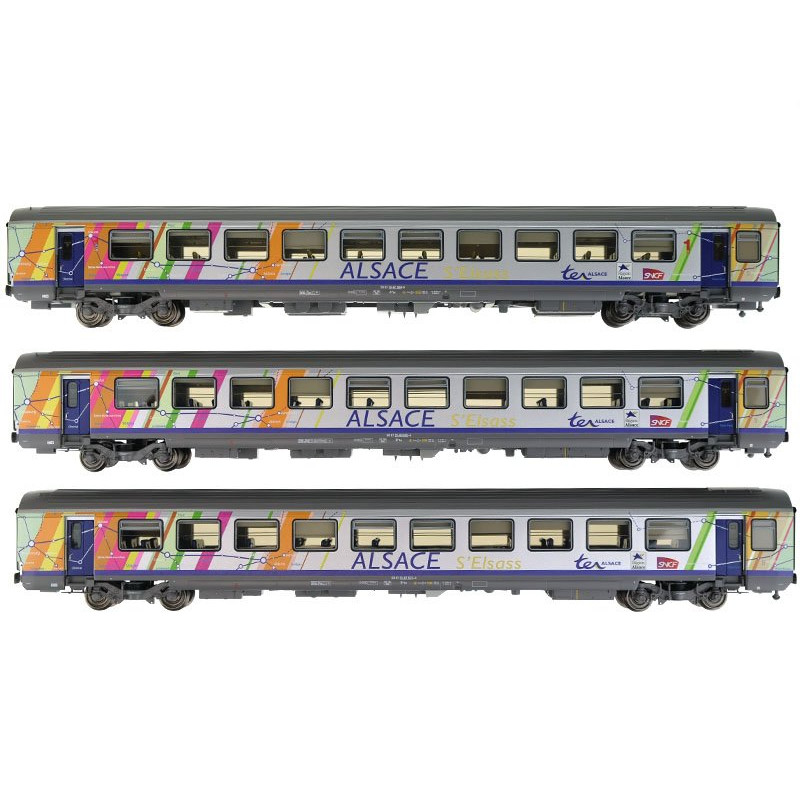 Set 3 voitures Corail Alsace ép. VI - SNCF - HO 1/87 - LS Models 40282