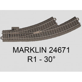 Aiguillage courbe à gauche R1 - 30 degrés voie C Marklin 24671