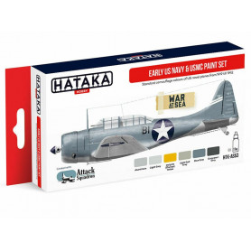 Set de couleurs aviation US NAVY & USMC WWII - acrylique 6x 17ml - HATAKA AS53