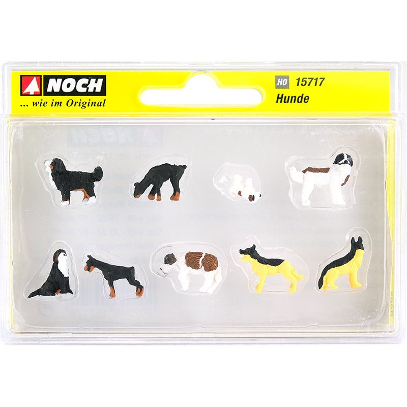 Figurines Chiens Noch - Calibre H0 (1:87) - Pour Modélisme Ferroviaire, Diorama - Multicolore