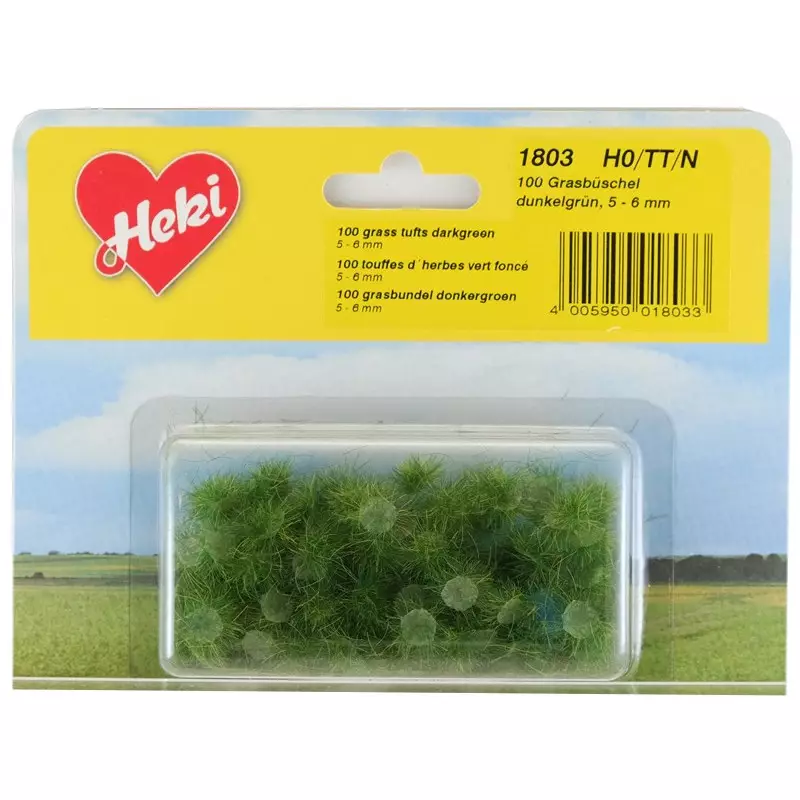 HEKI 1803 - 100 touffes d'herbe vert foncé 5 - 6 mm échelle HO / N