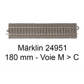1x rail de transition 180 mm voie M vers voie C Marklin 24951