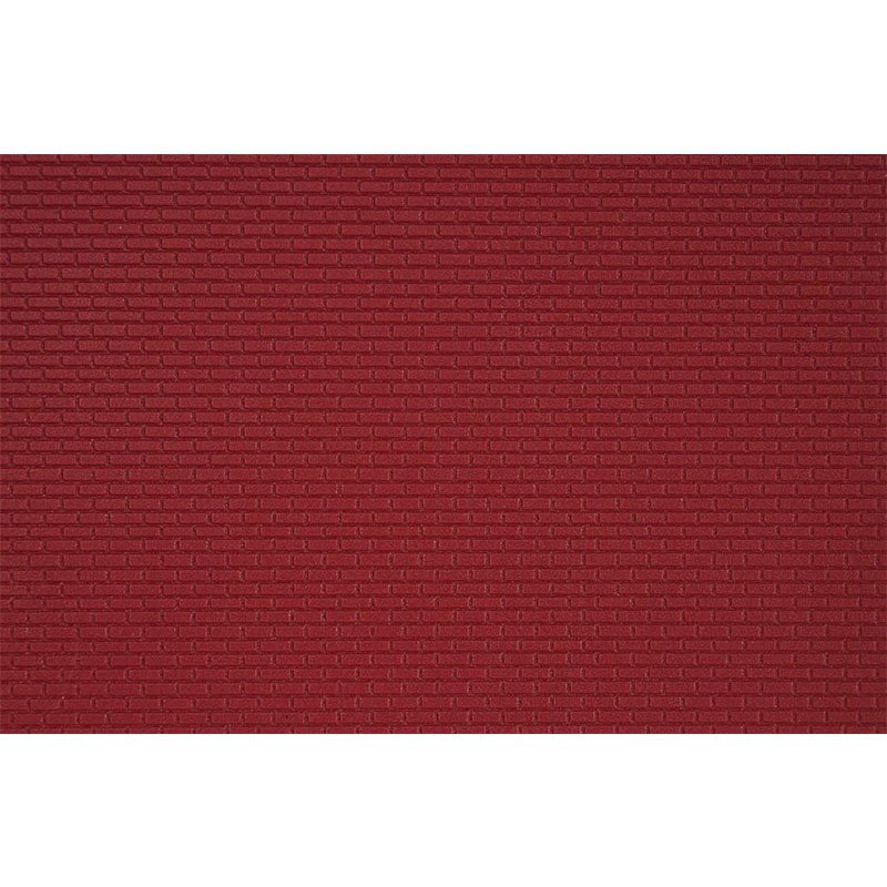 Plaque plastique mur de briques rouge 20x12 cm - HO 1/87 - Kibri 34122