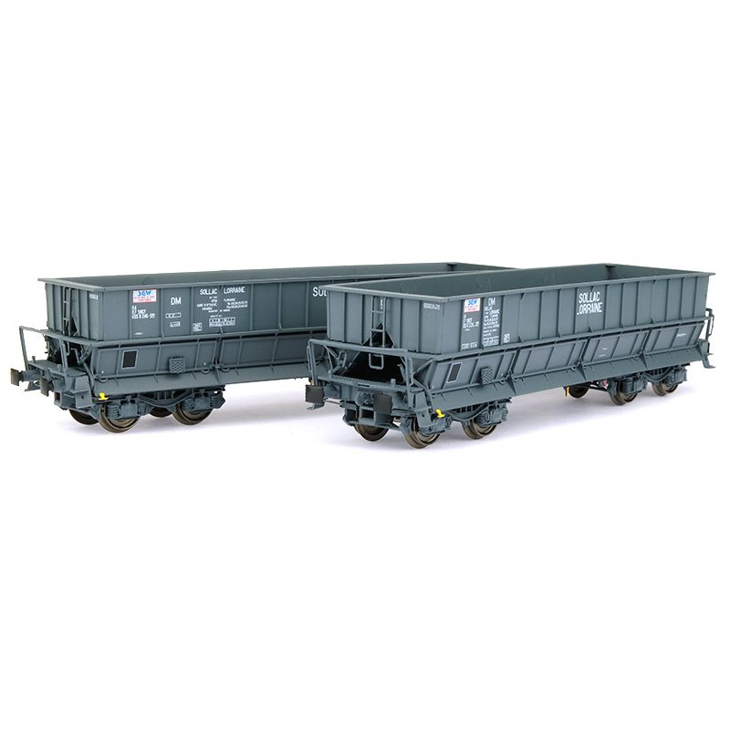 2x Tombereaux DMH SOLLAC LORRAINE ép. IV - SNCF - HO 1/87 - LS Models 30801