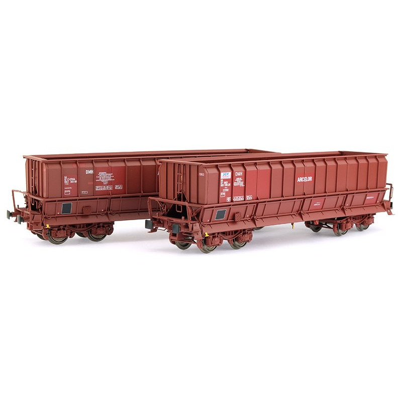 2x Tombereaux DMH ARCELORMITTAL ép. V-VI - SNCF - HO 1/87 - LS Models 90803