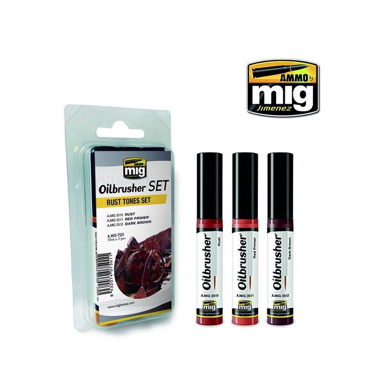 Oilbrusher tons rouille - peinture à l'huile avec applicateur - MIG jimenez AMMO 7501