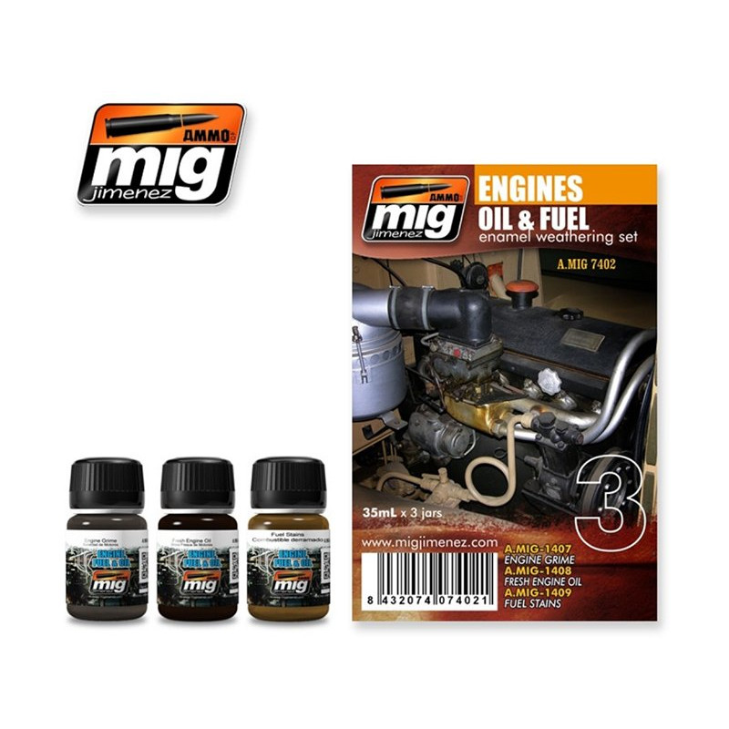 Set vieillissement pour moteur jus enamel - AMMO MIG 7402