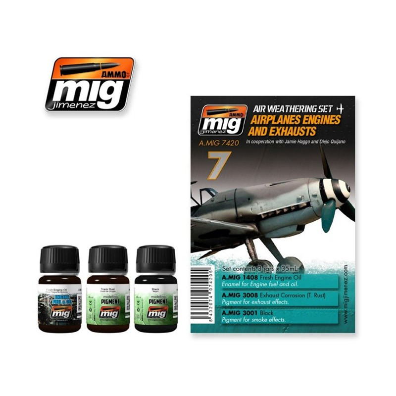 Set vieillissement moteur d'avion jus enamel - AMMO MIG 7420