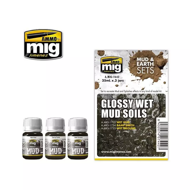 Set de patine sols boueux humides et brillants - AMMO MIG 7442
