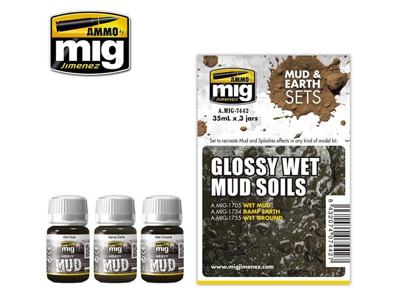 Set de patine sols boueux humides et brillants - AMMO MIG 7442