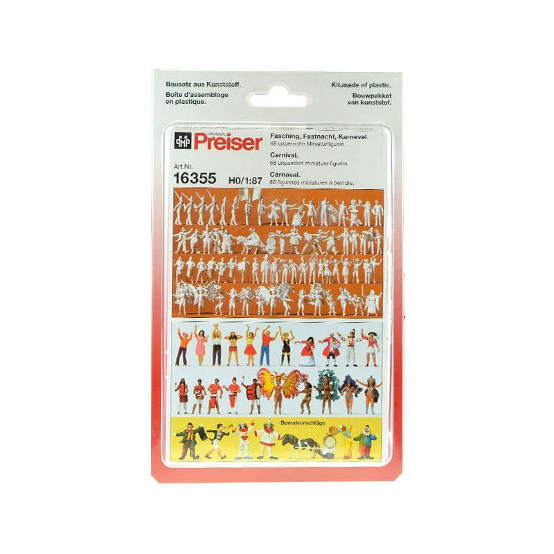 68 personnages à peindre thème Carnaval - HO 1/87 - PREISER 16355