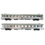 Set 2x voitures DEV Inox B9 + B6D 2ème CL. ép. IV - SNCF - HO 1/87 - JOUEF HJ4135