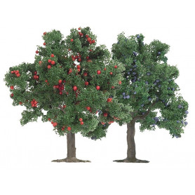 2 arbres fruitiers - pommier - prunier - 75mm HO ou N - Busch 6649